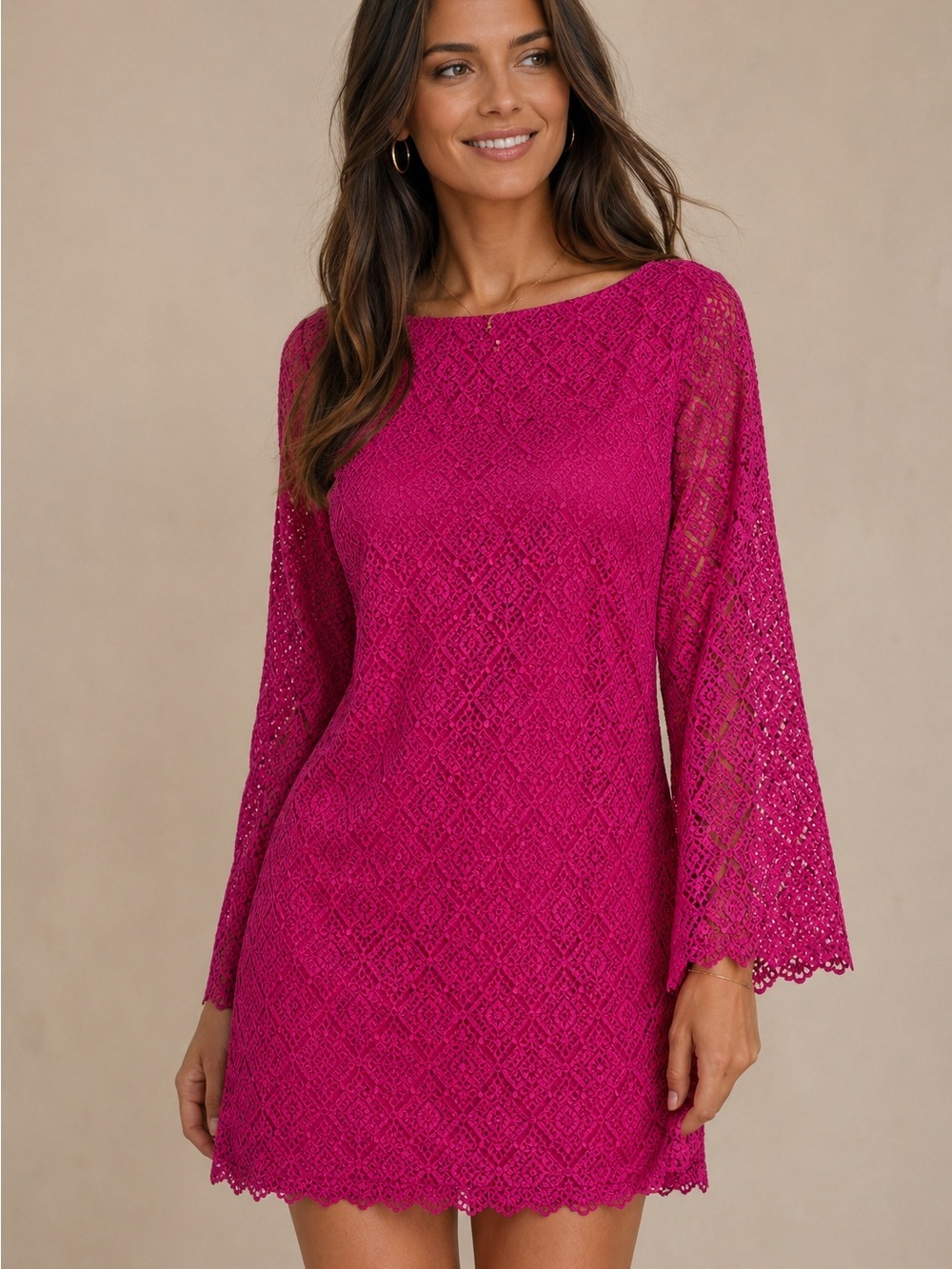 Laundry By Design Nordstrom Pink Lace Belle Sleeve Mini Dress Size 8